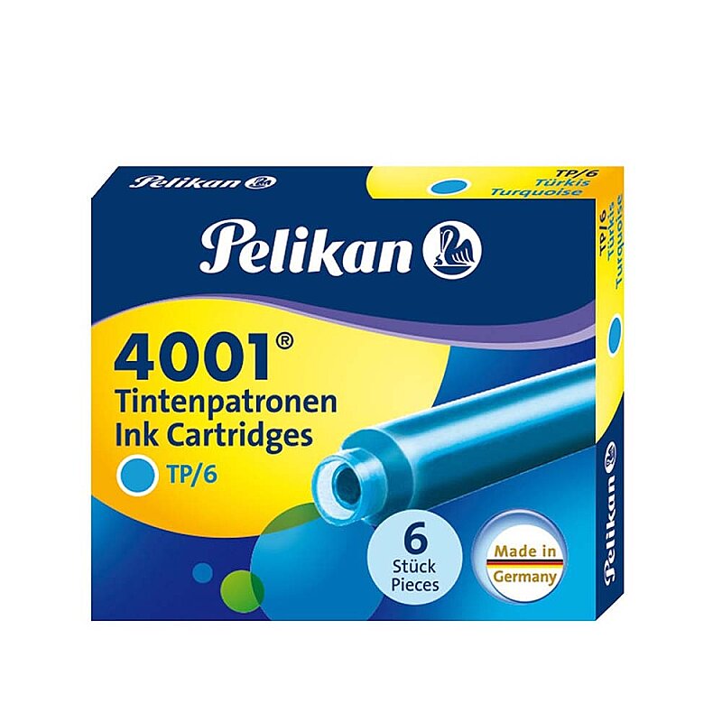 PELİKAN 4001 KÜÇÜK BOY DOLMA KALEM KARTUŞU TURKUAZ 6LI (PL301705DKTU)