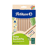 PELİKAN JUMBO AHŞAP GÖVDE ÜÇGEN KURU BOYA TAM BOY 12 RENK KARTON KUTU (P-700047) - PELİKAN (1)