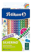 Pelikan Silverino Jumbo Üçgen Kuru Boya Tam Boy 12 Renk Karton Kutu (P-700627) - 1