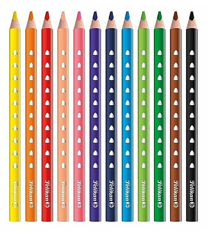 Pelikan Silverino Jumbo Üçgen Kuru Boya Tam Boy 12 Renk Karton Kutu (P-700627) - 2