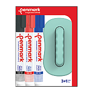 PENMARK HS-305-TK-3S BEYAZ TAHTA KALEMİ SİLGİ HEDİYELİ 3 RENK BLİSTER - PENMARK