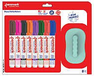 PENMARK HS-305-TKS-08 BEYAZ TAHTA KALEMİ SİLGİ HEDİYELİ 8 RENK BLİSTER - PENMARK