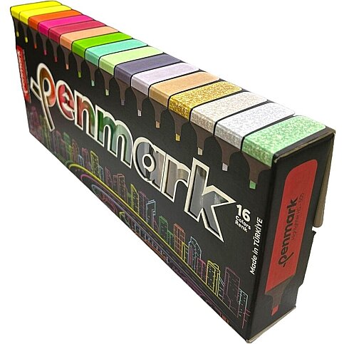 PENMARK HS-505-16S FOSFORLU KALEM SETİ 16 RENK SÜPER KUTU BLİSTER - 3