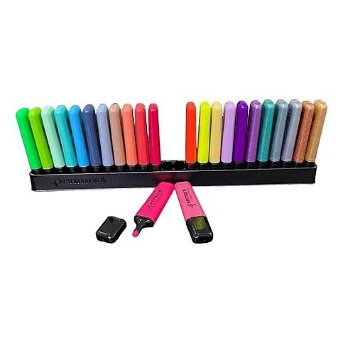 PENMARK HS-505-24S FOSFORLU KALEM SETİ 24 RENK SÜPER KUTU BLİSTER - 1