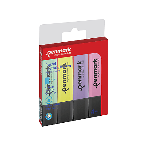 PENMARK HS-505-4P FOSFORLU KALEM SETİ PASTEL 4 RENK BLİSTER - 1