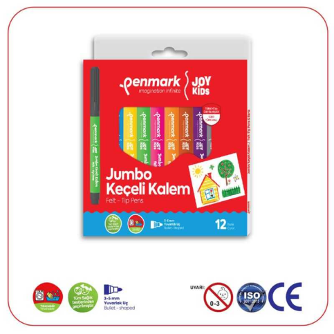 Penmark Hs-706-12 Yıkanabilir Jumbo Keçeli Kalem 12 Renk - 1