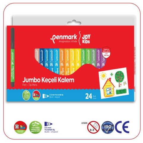 Penmark Hs-706-24 Yıkanabilir Jumbo Keçeli Kalem 24 Renk - 1