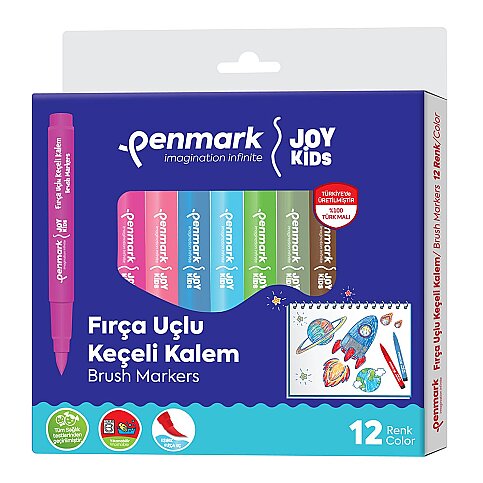 PENMARK HS-708-12 YIKANABİLİR FIRÇA UÇLU KEÇELİ KALEM 12 RENK - 1