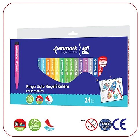 PENMARK HS-708-24 YIKANABİLİR FIRÇA UÇLU KEÇELİ KALEM 24 RENK - 1