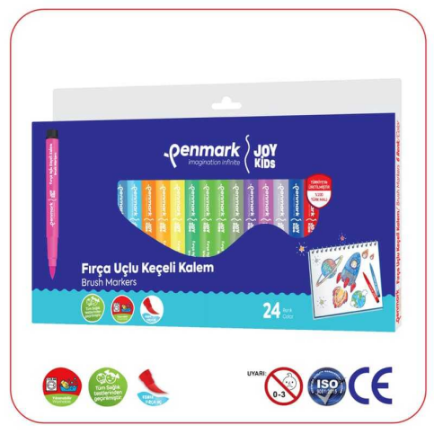 Penmark Hs-708-24 Yıkanabilir Fırça Uçlu Keçeli Kalem 24 Renk - 1