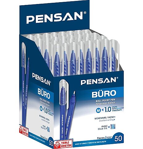 PENSAN 2270 BÜRO TÜKENMEZ KALEM 1.0 MAVİ 50Lİ (PE02270TKMAVİ) - 1