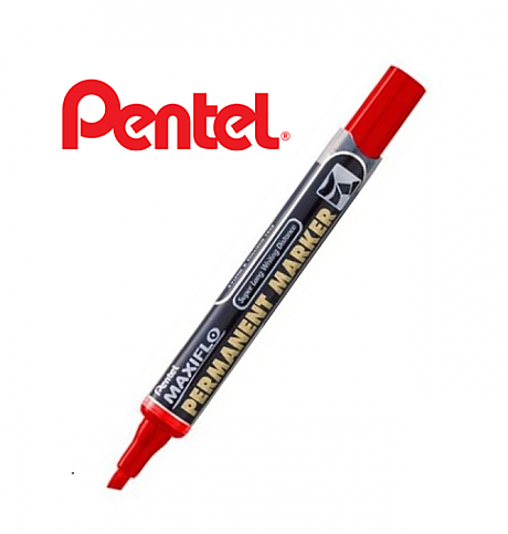 Pentel Nfl60-B Permanent Markör Koli Kalemi Kesik Uç Kırmızı - 4