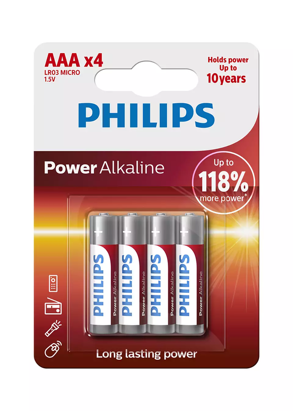 PHİLİPS LR03A4B-10 ALKALİN AAA İNCE KALEM PİL 4LÜ