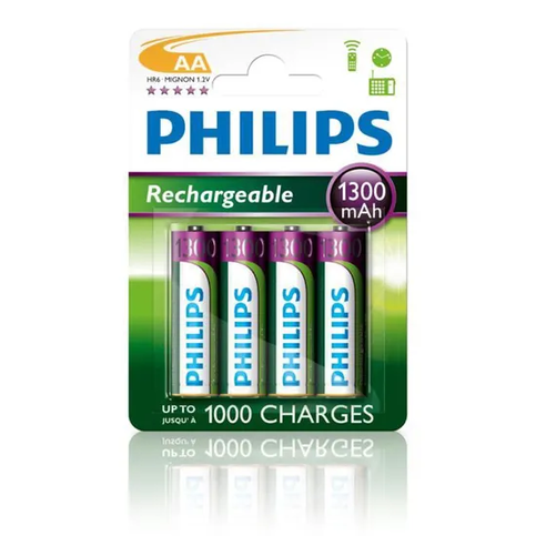 Philips R06B4A130-10 Şarjlı Aa Kalem Pil 1300Mah 4Lü Blister - 1