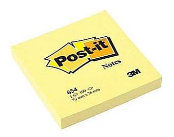 Post-İt 654-S Süper Yapışkanlı Not Kağıdı 76x76 Sarı (6Ss-Cy) - 1