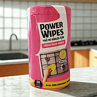 POWER WİPES PW003 YAĞ VE KİRLER İÇİN GÜÇLÜ ISLAK HAVLU 50Lİ - POWER WİPES