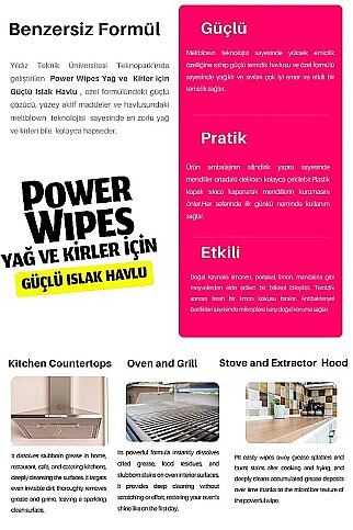 POWER WİPES PW003 YAĞ VE KİRLER İÇİN GÜÇLÜ ISLAK HAVLU 50Lİ - 5