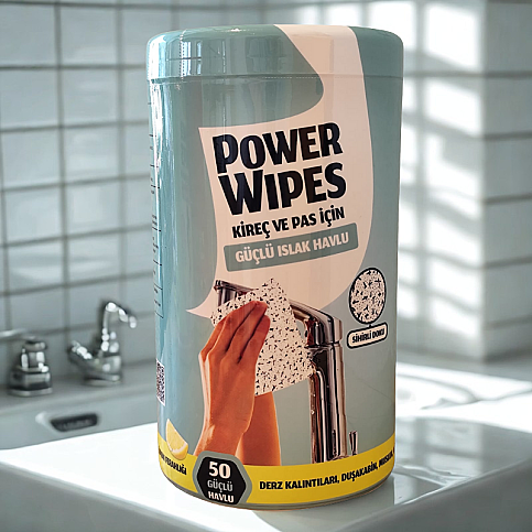 POWER WİPES PW004 KİREÇ VE PAS İÇİN GÜÇLÜ ISLAK HAVLU 50Lİ - 1