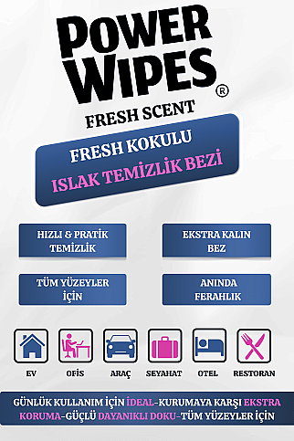 POWER WİPES PW023 FRESH KOKULU ISLAK TEMİZLİK BEZİ 250Lİ - 5