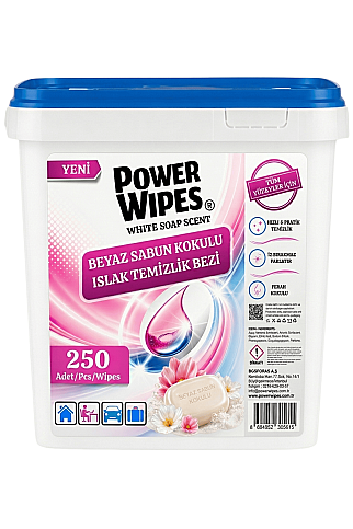 POWER WİPES PW024 BEYAZ SABUN KOKULU ISLAK TEMİZLİK BEZİ 250Lİ - 1