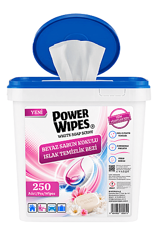 POWER WİPES PW024 BEYAZ SABUN KOKULU ISLAK TEMİZLİK BEZİ 250Lİ - 2