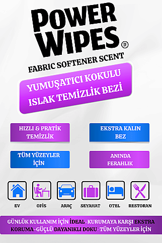 POWER WİPES PW025 YUMUŞATICI KOKULU ISLAK TEMİZLİK BEZİ 250Lİ - 4