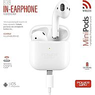 POWERWAY BTX39 EARBUDS STEREO BLUETOOTH KULAKLIK BEYAZ - POWERWAY