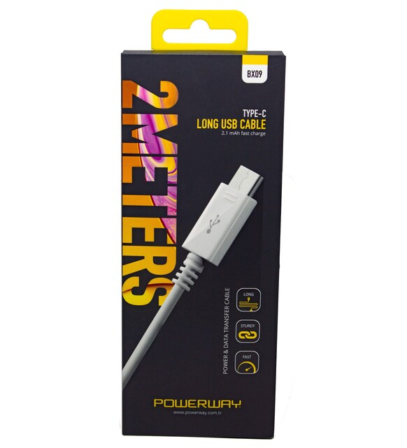 POWERWAY BX09 TYPE-C 2.0A ŞARJ VE DATA KABLOSU 2m