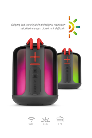 POWERWAY CAPSULE WİFİ BLUETOOTH SPEAKER SİYAH - 5