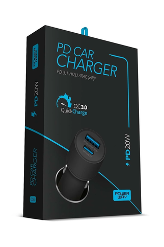 Powerway Cc34 Usb- Type-C Hızlı Araç Şarj Cihazı Qc 3.0 Pd20W - 1