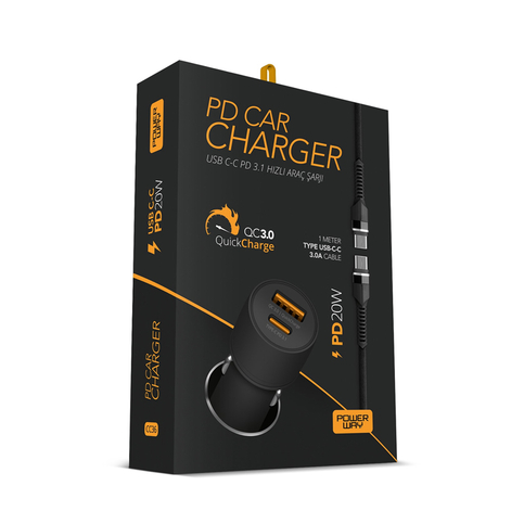 Powerway Cc36 Usb-C Type-C Araç Şarj Cihazı Qc 3.0 Pd20W - 1