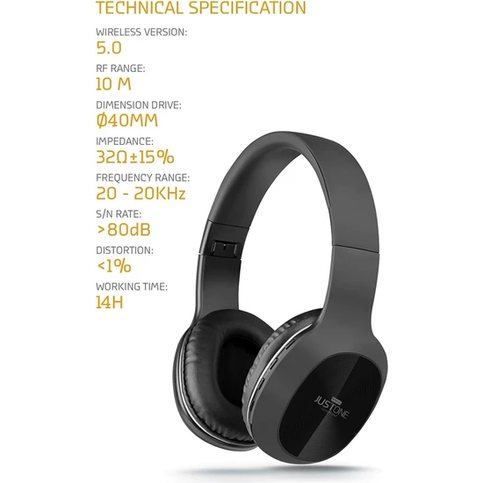 Powerway Justune Bluetooth Kafa Bantlı Kulaklık Siyah - 2
