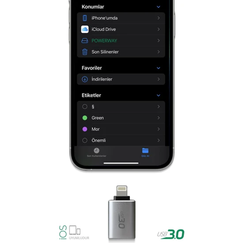 Powerway Lightning To Usb Converter Çevirici Usb 3.0 - 4