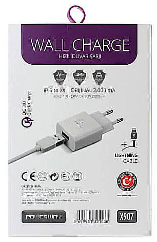 Powerway X907 Lightning Ev Tipi Şarj Cihazı 2.1Ma - 2