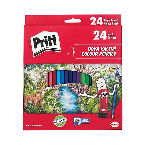 PRİTT KURU BOYA UZUN 24 RENK KARTON KUTU (1221351) - 1