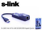 S-LİNK SL-U603 USB 3.0 Gigabit Ethernet Çevirici Siyah - 2