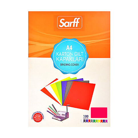 SARFF DESENLİ KARTON CİLT KAPAĞI A4 KIRMIZI 100LÜ (15201043) - 1