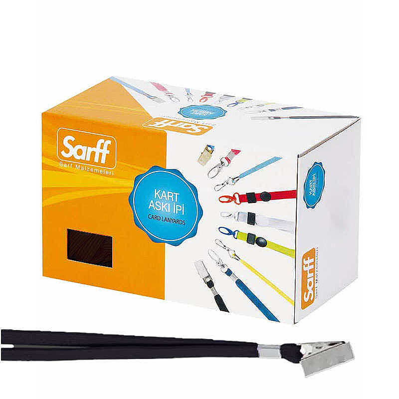 SARFF METAL KLİPSLİ KART ASKI İPİ SİYAH 10LU (15209061)