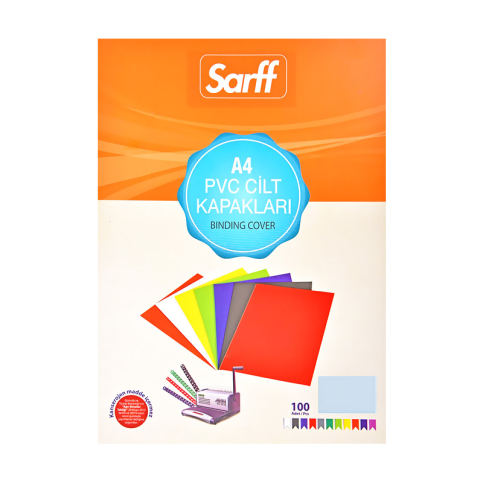 Sarff Pvc Cilt Kapağı A4 160mic Şeffaf Mavi 100lü (15201005) - 1