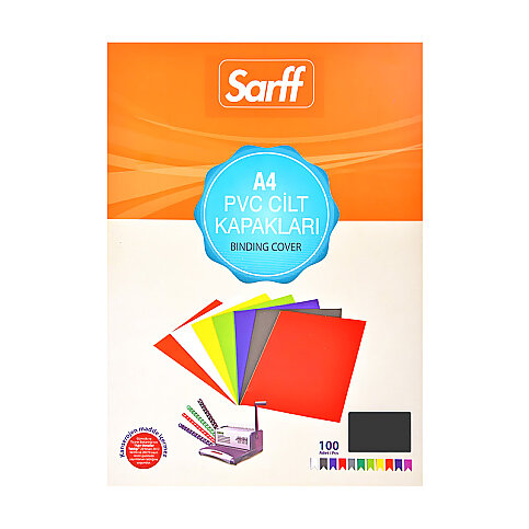 SARFF PVC CİLT KAPAĞI A4 160mic SİYAH 100LÜ (15201013) - 1