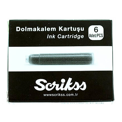 SCRİKSS D0602A DOLMA KALEM KARTUŞU SİYAH 6LI - 1