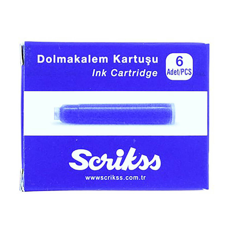 SCRİKSS D0605A DOLMA KALEM KARTUŞU MAVİ 6LI