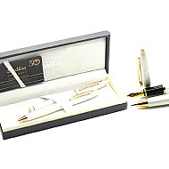 SCRİKSS 35 DOLMA KALEM+TÜKENMEZ KALEM SETİ GOLD-BEYAZ - SCRİKSS (1)