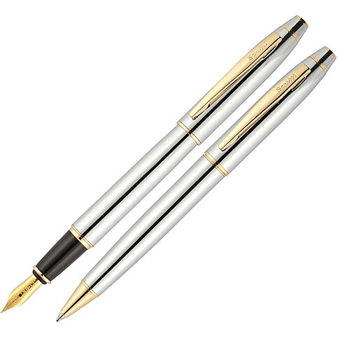 SCRİKSS 35 DOLMA KALEM+TÜKENMEZ KALEM SETİ GOLD-KROM - 1