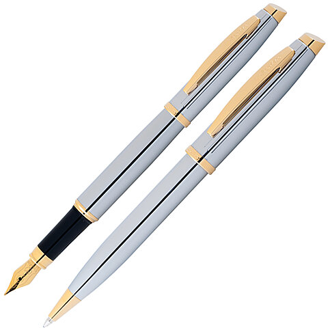 SCRİKSS 39 DOLMA KALEM+TÜKENMEZ KALEM SETİ GOLD-KROM - 1
