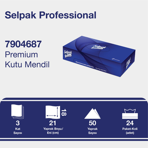 Selpak Kutu Mendil 50 Yaprak Beyaz Premium 7904687 - 2