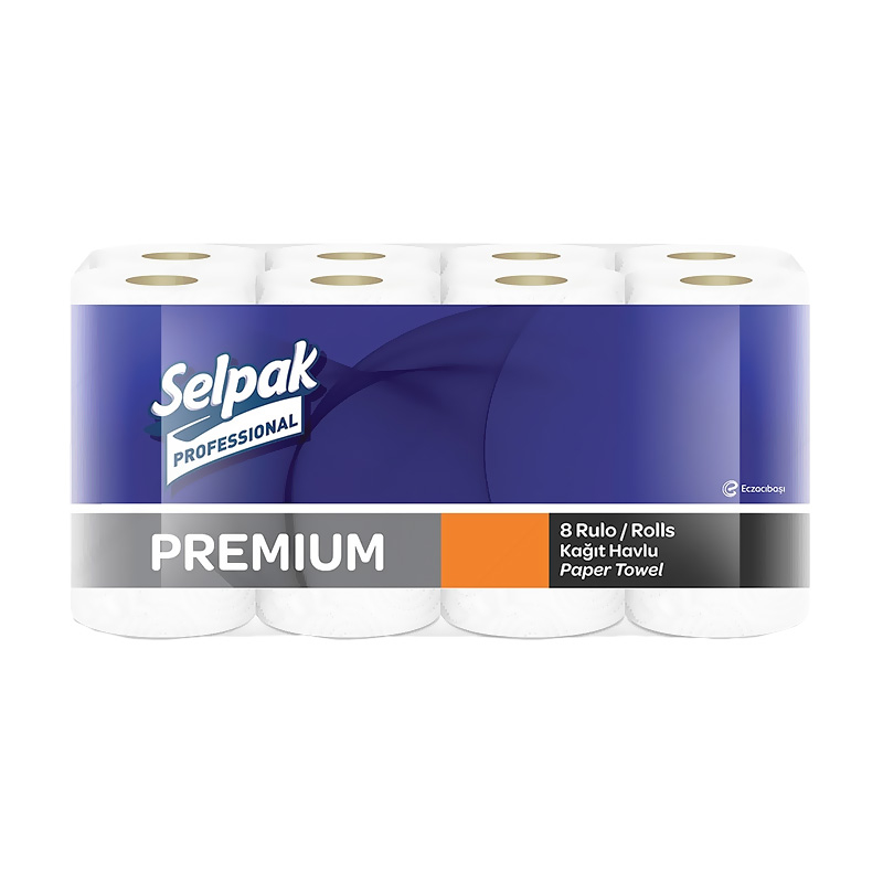 SELPAK PROFESSİONAL PREMİUM RULO HAVLU 8Lİ (7900267)(7906610)