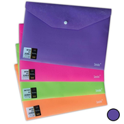 Sensho Sm A4-02-16-10 Çıtçıtlı Desenli Evrak Dosyası A4 Fosforlu Mor - SENSHO