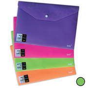 Sensho Sm A4-02-16-8 Çıtçıtlı Desenli Evrak Dosyası A4 Fosforlu Yeşil - SENSHO