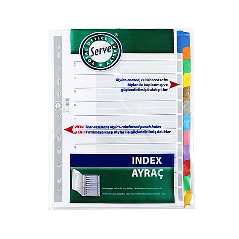 SERVE 5525-K KARTON AYRAÇ A4 12 RENK (SV-5525-K) - 1